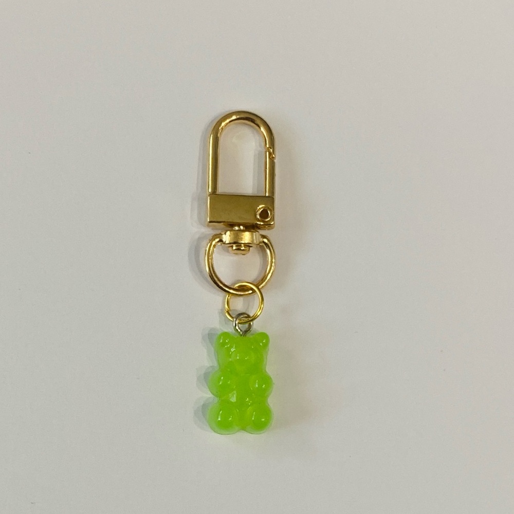 Green Gummy Bear Gold Bag Charm